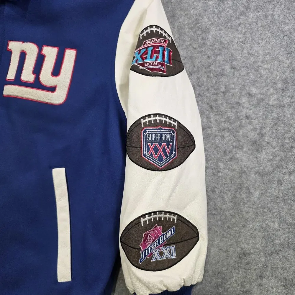 VTG New York Giants Jacket Mens 2XL Blue‎ NFL Football 3X Super Bowl Champions
